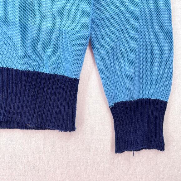 VINTAGE 70s Rainbow Sweater Mens Long Sleeve Polo California Dreamin COLLEGE MAN - Picture 11 of 16